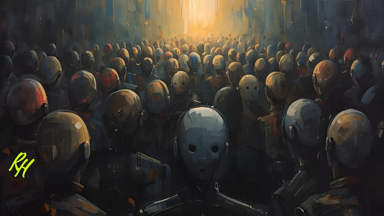 robots gathered in community