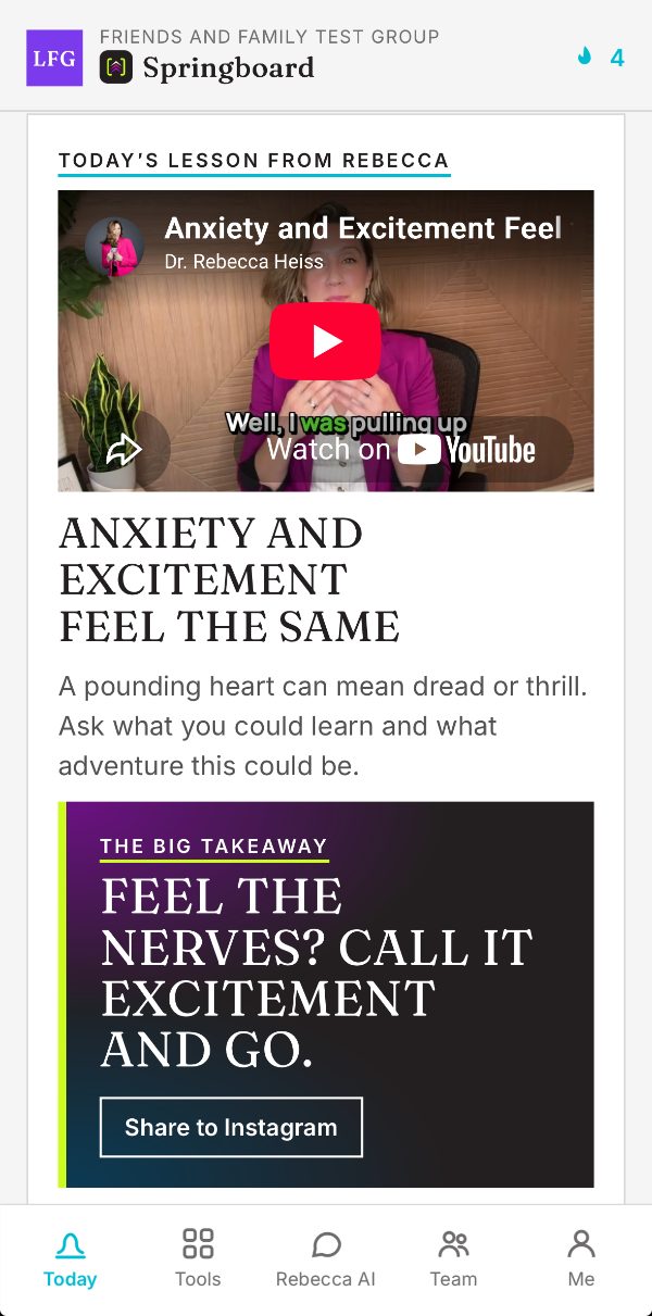 Fear(less)30 app: today's video lesson from Dr. Rebecca Heiss
