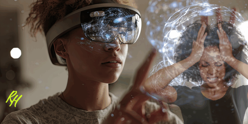 women using ai and looking stressed